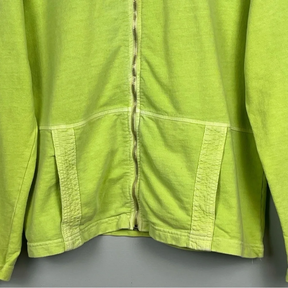 Fresh Priduce lime green mandarin collar zip front lightweight jacket, large.